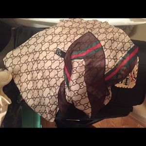 Gucci scarf  Chanel purse   gloves